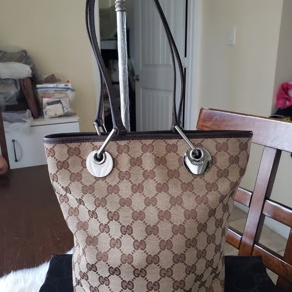 Gucci Beige and Dark Brown Monogram Tote